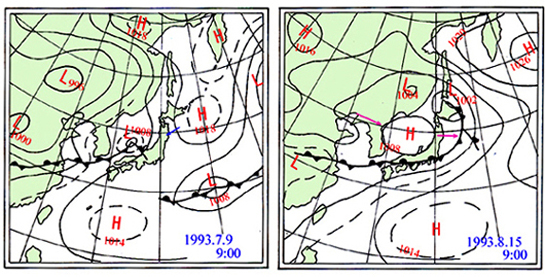 1993年冷夏の天気図